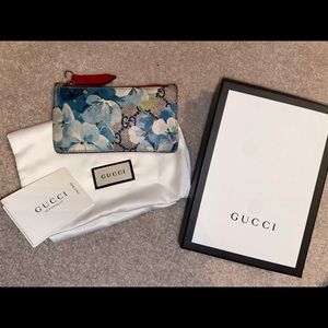 Gucci Blue Floral Key & Card Holder